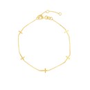 14K Yellow Gold DC Cable Mini Cross Station Bracelet - 7.25 in.