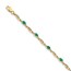 14k Yellow Gold Diamond and Emerald Oval Link Bracelet - 7 in.