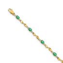 14k Yellow Gold Diamond and Emerald Oval Linked Bracelet - 7 in.