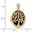 14k Yellow Gold Diamond Black Fabric Oval Tree Locket - 21 mm