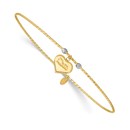 14k Yellow Gold Diamond-Cut Heart w/Mom Bangle