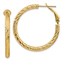 14k Yellow Gold Diamond-cut Omega Back Hoop Earrings - 3x25 mm