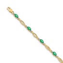 14k Yellow Gold Diamond Emerald Bracelet - 7 in.