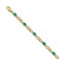 14k Yellow Gold Diamond Emerald Oval Link Bracelet - 7 in.