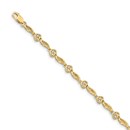 14k Yellow Gold Diamond Hearts Tennis Bracelet - 7 in.