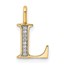 14K Yellow Gold Diamond Letter L Initial Pendant - 15.26 mm