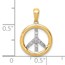 14K Yellow Gold Diamond Peace Sign Pendant