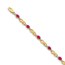 14k Yellow Gold Diamond Ruby Oval Bracelet - 7 in.