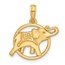 14K Yellow Gold Elephant in Circle Charm - 21 mm