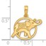 14K Yellow Gold Elephant in Circle Charm - 21 mm