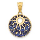 14K Yellow Gold Enameled Sun and Stars Pendant - 24.7 mm