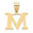 14K Yellow Gold Etched Letter M Initial Pendant - 20 mm