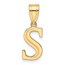 14K Yellow Gold Etched Letter S Initial Pendant - 20 mm