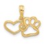 14K Yellow Gold Fancy Heart and Paw Charm - 16 mm