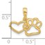 14K Yellow Gold Fancy Heart and Paw Charm - 16 mm
