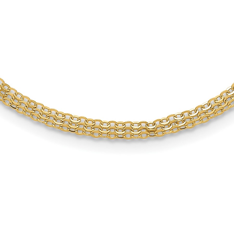 14K Yellow Gold Fancy Triple Cable Chain Necklace - 18 in.