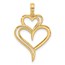 14K Yellow Gold Fancy Two Heart Charm - 31.4 mm