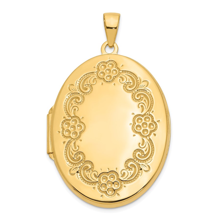 14k Yellow Gold Floral Locket - 41 mm