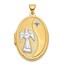 14k Yellow Gold Guardian Angel with Diamond Oval Locket - 34 mm