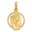 14K Yellow Gold Hand Gesture in Circle Charm - 24.25 mm