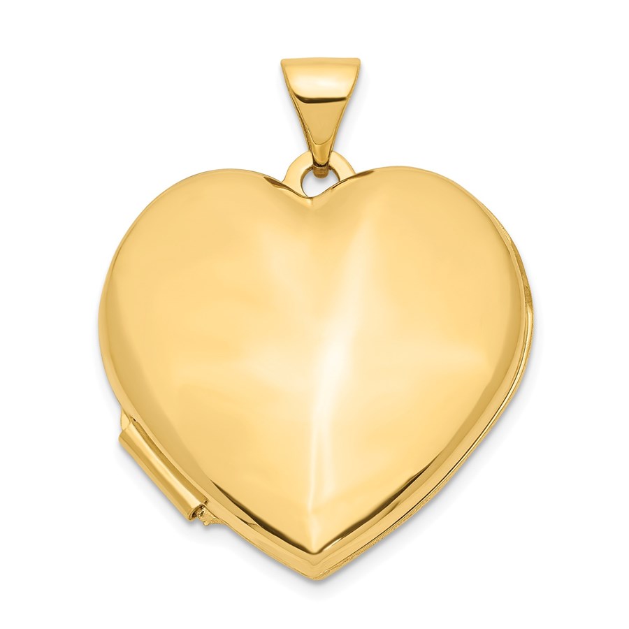 14k Yellow Gold Heart Domed Plain Locket - 26 mm