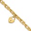 14K Yellow Gold Heart Lock Charm Link Bracelet - 7.5 mm