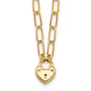 14K Yellow Gold Heart Lock Paperclip Link Necklace - 17.25 in.