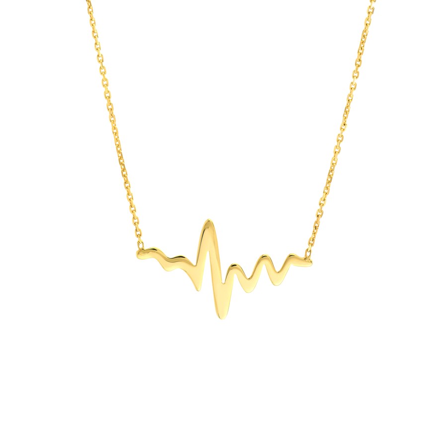 14K Yellow Gold Heartbeat Cable Chain - Adjustable 16"-18"