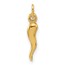 14K Yellow Gold Hollow Italian Horn Pendant - 16.8 mm