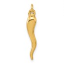 14K Yellow Gold Hollow Italian Horn Pendant - 27 mm