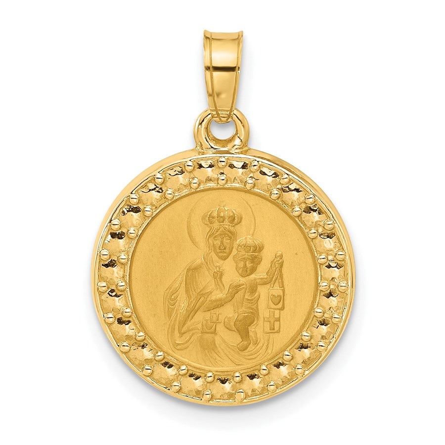 14K Yellow Gold Hollow Our Lady of Mt Carmel Medal - 21.9 mm