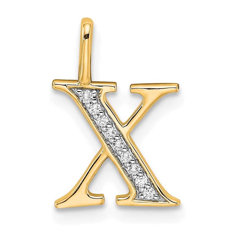 14K Yellow Gold Initial X Pendant - 15.25 mm