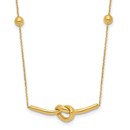 14K Yellow Gold Knotted Pendant Beads Necklace - 16 in.