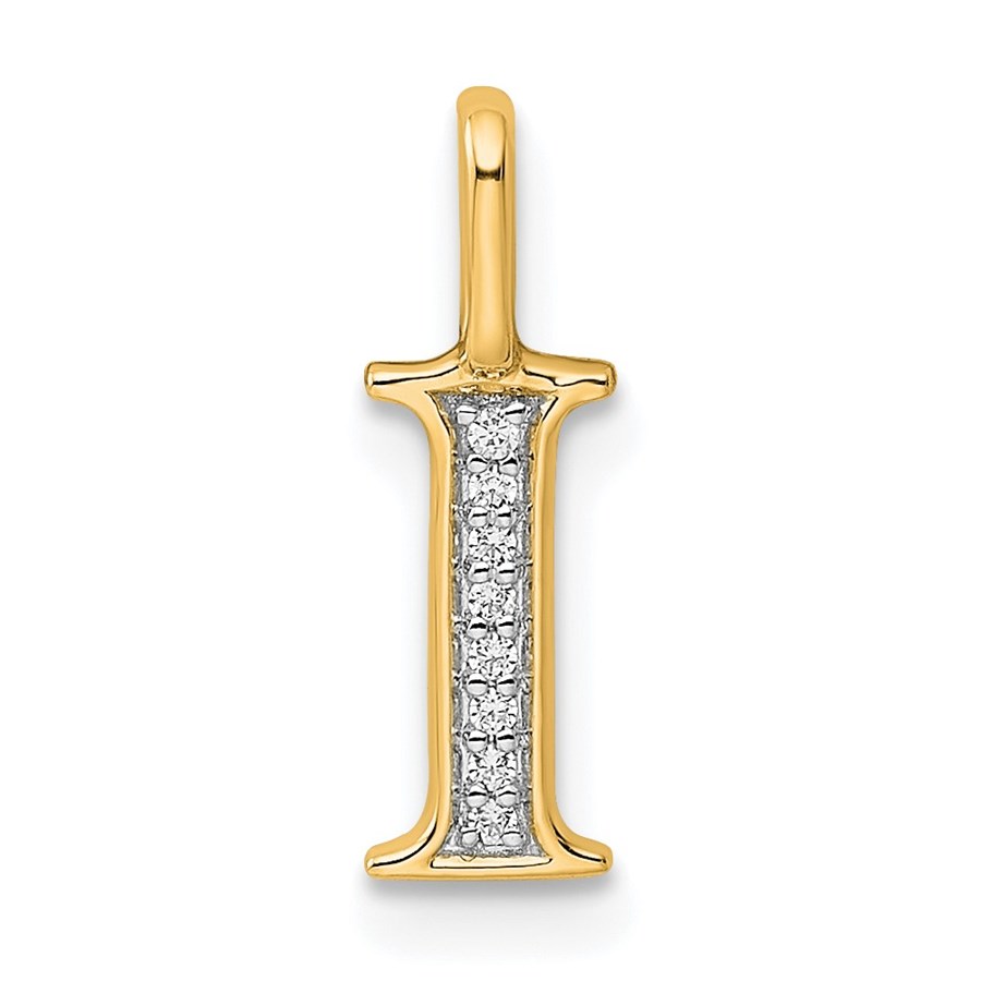 14K Yellow Gold Letter I Initial Pendant - 14.99 mm