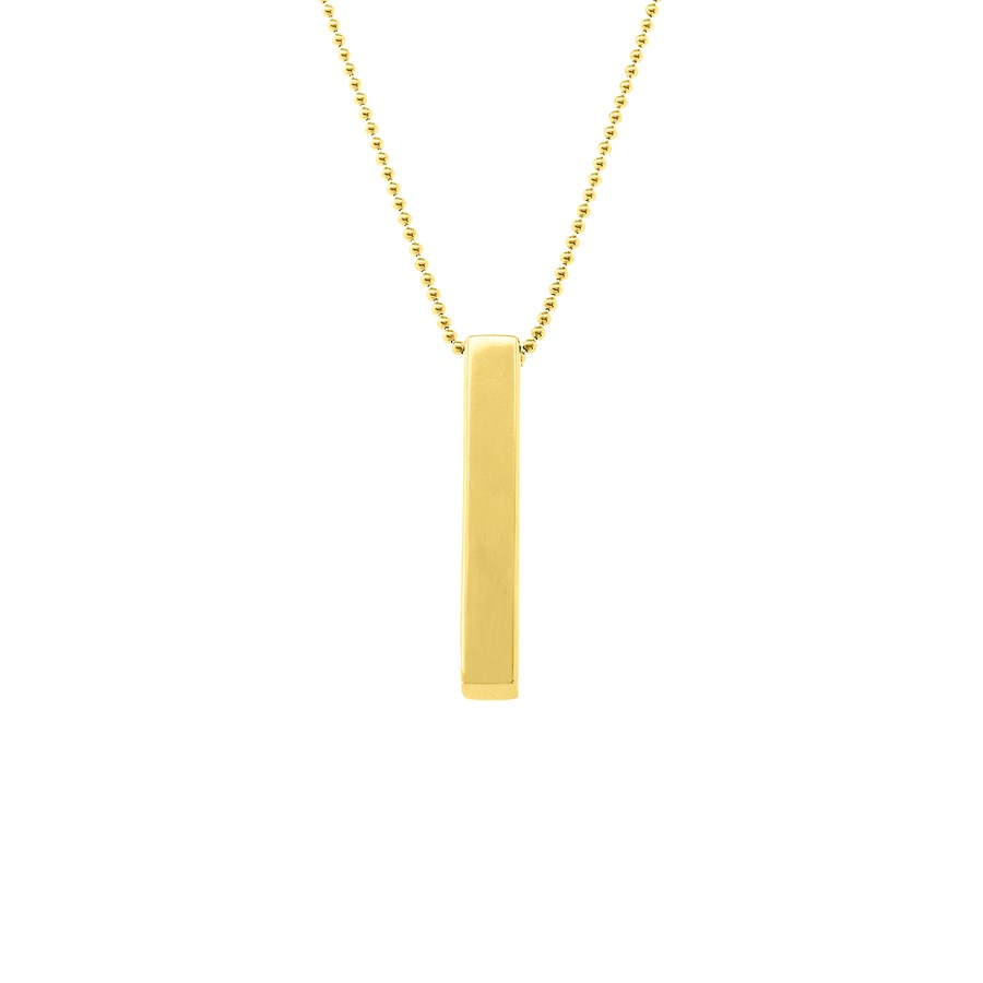 14K Yellow Gold Men's 3D Bar Necklace - 24 in.