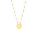 14K Yellow Gold Mini Disc Pendant Rope Necklace - 16"-18"