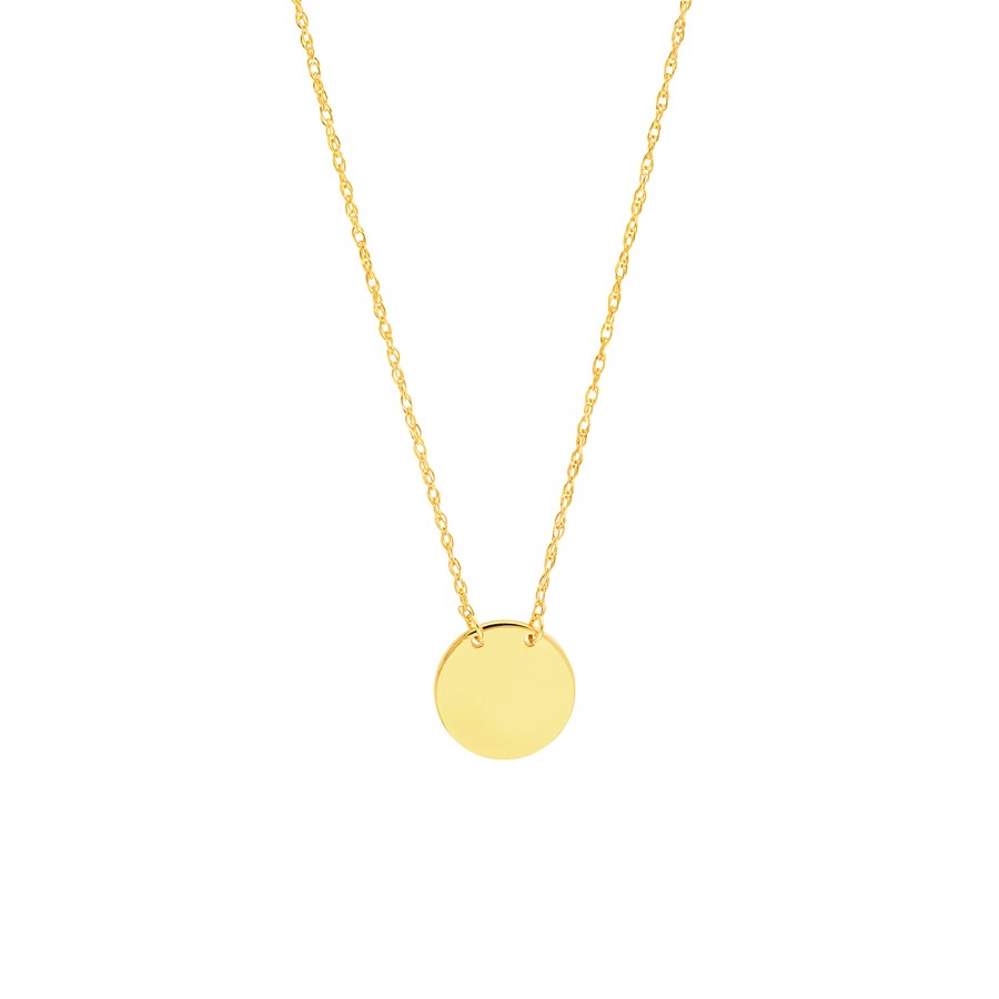 14K Yellow Gold Mini Disc Pendant Rope Necklace - 16"-18"