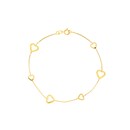 14K Yellow Gold Open Heart Box Chain Bracelet - 7.5 in.