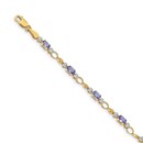 14k Yellow Gold Open-Link Diamond/Tanzanite Bracelet - 7 in.