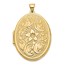 14k Yellow Gold Oval Flower With Scrolls Locket - 32 mm