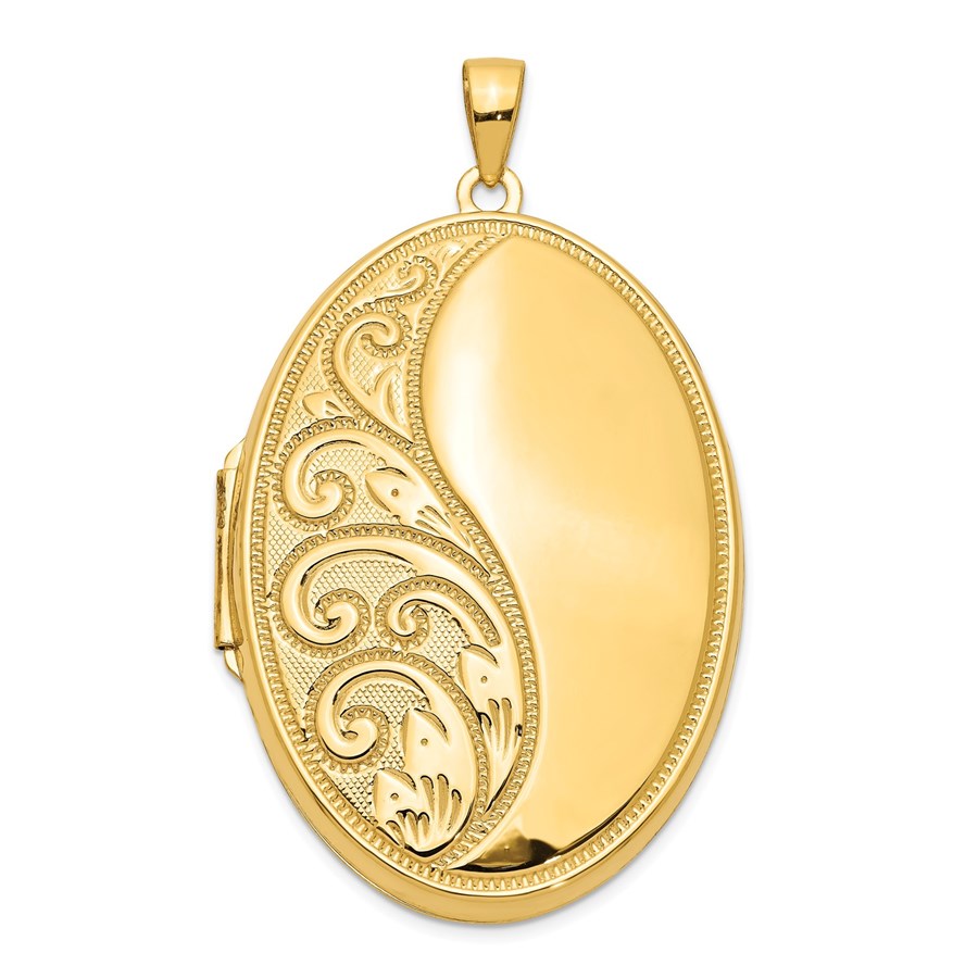 14k Yellow Gold Oval Heavy Weight Locket - 48 mm