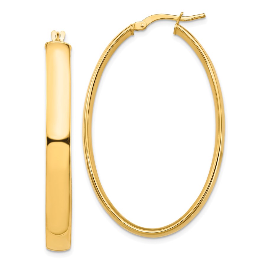 Buy 14k Yellow Polished Gold Oval Hoop Earrings Apmex 7173