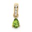 14K Yellow Gold Pear Peridot and Diamond Pendant - 16.3 mm