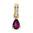 14K Yellow Gold Pear Rhodolite Garnet Diamond Pendant - 16.3 mm