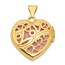 14k Yellow Gold Pink Fabric Hearts 19 mm Heart Locket Pendant