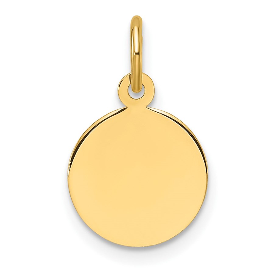 14K Yellow Gold Plain Gauge Circular Disc Charm - 16.2 mm