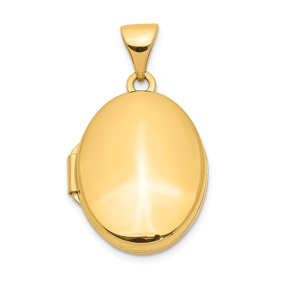 14k Yellow Gold Plain Polished Oval Locket - 22 mm - 22 mm