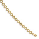 14k Yellow Gold Polished & Textured Fancy Link Bracelet - 7 in.