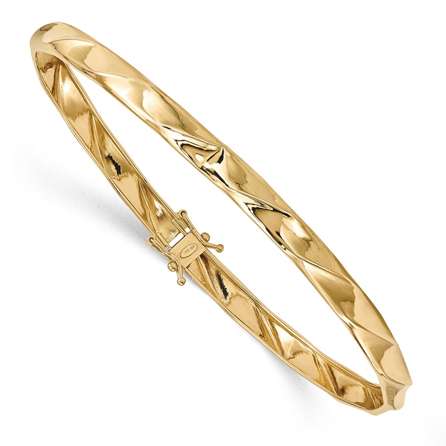 14k Yellow Gold Polished Twisted Bangle Bracelet