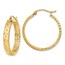 14k Yellow Gold Satin Diamond-cut In/Out Hoop Earrings